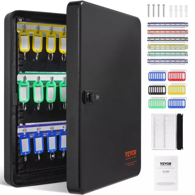 VEVOR 48-Key Cabinet Key Safe with Combination Lock & Keys Adjustable Racks