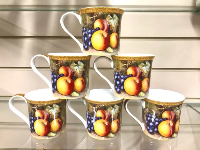 Royal Worcester Coffee Mug Set of 6 Fine Bone China Fruit Tea Coffee Ideal Gift