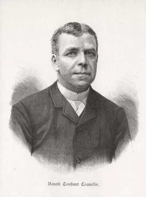 1890 Benoit-Constant Coquelin Actor Portrait Wood Engraving Woodcut