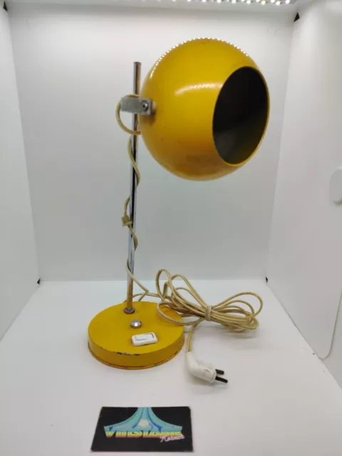 Lampe tige Eye Ball vintage années 60/70 Jaune A Restaurée Fonctionne Voir Photo