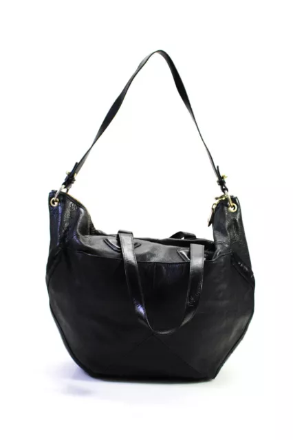 Pour la Victoire Womens Zip Top Double Handle Large Leather Tote Handbag Black