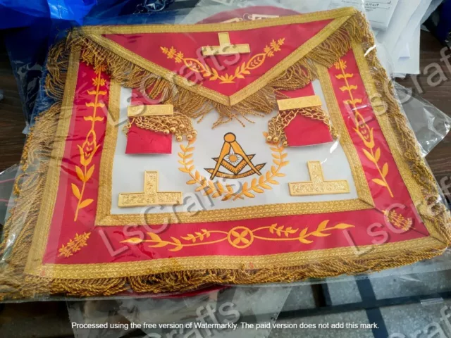 Masonic regalia Past Master Blue Lodge Gold Machine Embroidery Apron