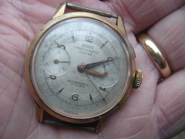 Montre Titus Genève Chronographe Mécanique - Plaqué Or, 17 Rubis, Mouvement Landeron 48, Occasion