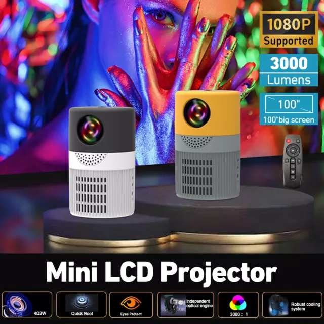 HD 1080P LED Projektor Mini Beamer Heimkino Multimedia USB HDMI AV TF Geschk