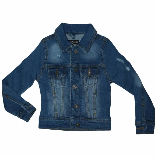 Kids Girls Denim Jacket Light Blue Ripped Jeans Jackets Fashion Coat 3-13 Years