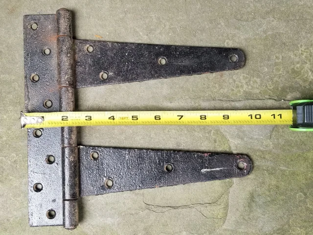 2 Vintage Antique Large Iron Barn Door Gate Hinges 10" Long, black STRONG