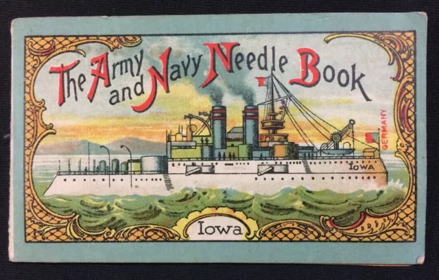 Army Navy Needle Booklet Ww1 Uss Iowa Bb-4 Made In Germany