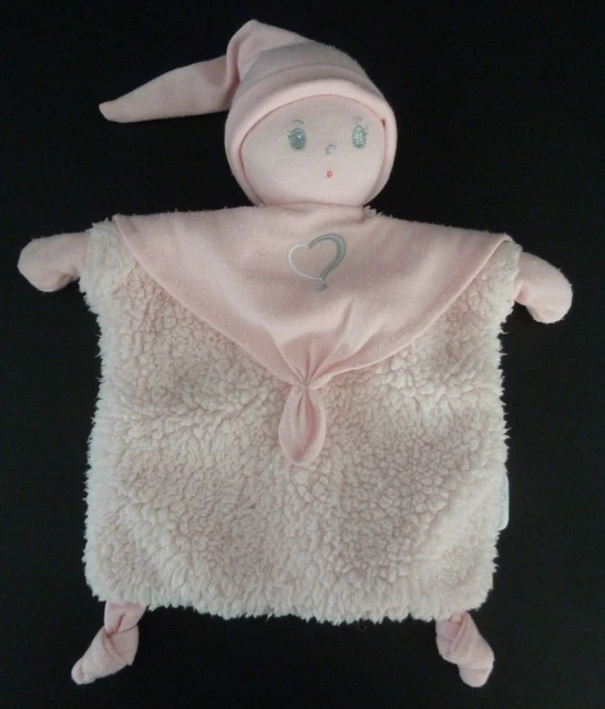 nr2. DOUDOU COROLLE PLAT MARIONNETTE POUPEE LUTIN ROSE COEUR YEUX ARGENT BONNET