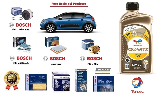 Kit Tagliando 4 Filtri + Liquido Lavavetri Per Citro&euml;n C3 III 1.6 BlueHDi 75 CV Dal 2016 - Filtro Aria, Olio, Carburante, Abitacolo