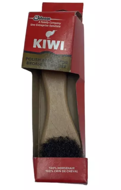 KIWI Polish Applicator/ Shoe Brush 100% Natural Horsehair Bristles Round Head