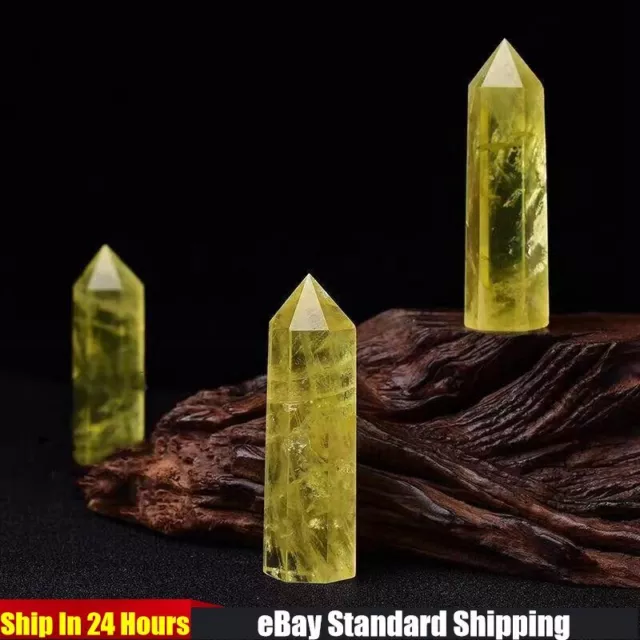 50-60mm Natural Citrine Quartz Crystal Point Wand Energy Stone Obelisk Healing
