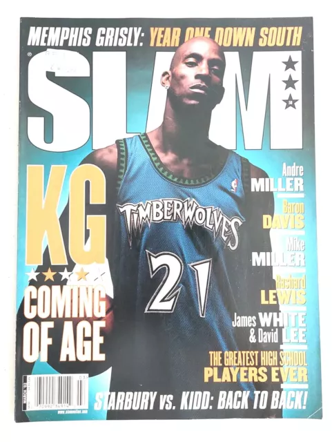 Slam Magazine March 2002 #58 Timberwolves Kevin Garnett Poster Intact