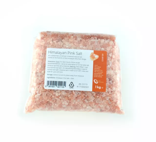 Himalayan Pink Salt 1kg - Pure Naturally Organic Food Grade Corase Salt - Dark