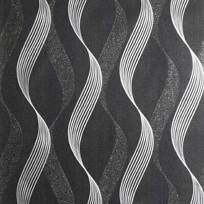 Arthouse Luxe NASTRO ONDA Carta da parati strutturata pesi massimi Nero E Argento 295500 