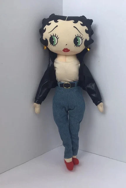 Betty Boop Plush Doll Kellytoy Leather Jacket Motorcycle 16” Vintage