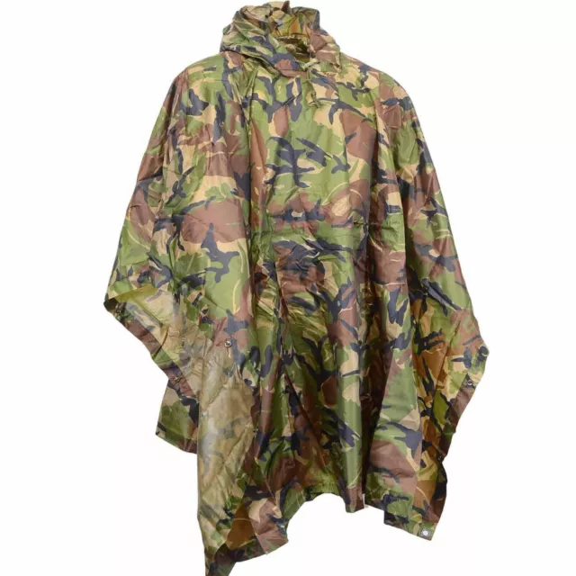 Genuine Dutch Army Waterproof Poncho DPM Woodland Lightweight Groundsheet Cover