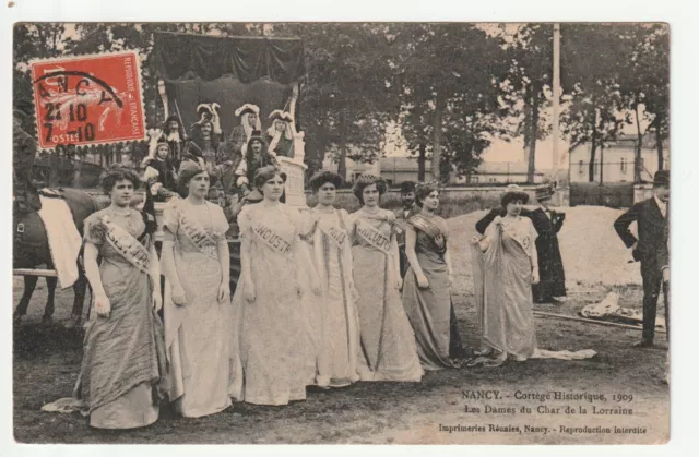 NANCY - CPA 54 - Historical Cortège 1909 - Ladies of the Char de la Lorraine