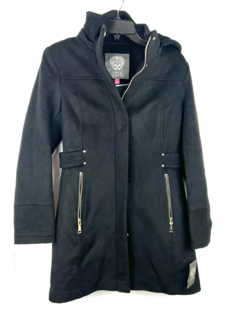 Vince Camuto Women’s Black Hooded Wool Coat Size Small