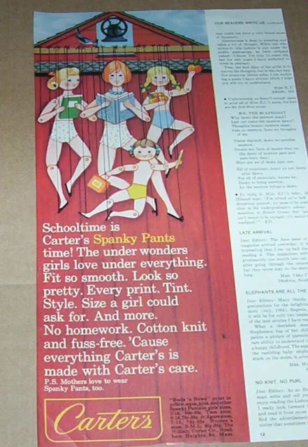 1964 PRINT AD - Carter's little girl Spanky Pants Panties underwear  Advertising $8.99 - PicClick
