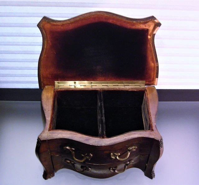Antique Louis XV Style French Wood Miniature Chest Tea Caddy? 3