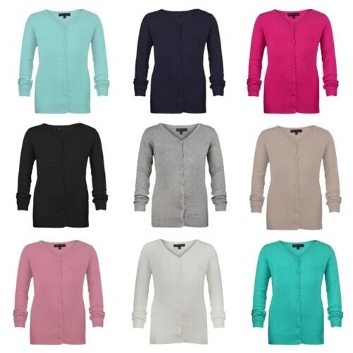 Ragazze Manica Lunga Fine Maglia Cardigan Bambini Scollo A V Maglione 3-14 Anni