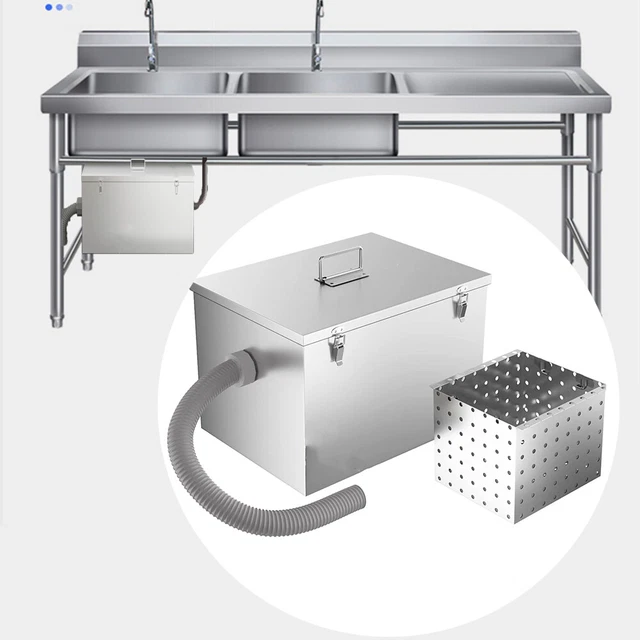 9LB Stainless Steel 4GPM Grease Trap Interceptor W/ Basket Side Inlet