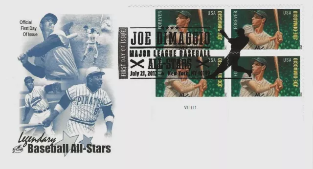 Joe Dimaggio Major League Baseball All-Star #4697 FDC w/Plate Blk AC Cachet M619