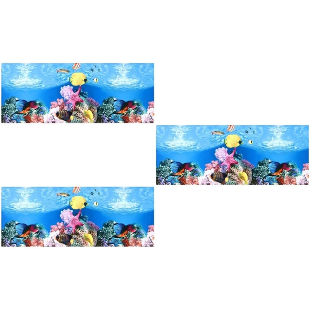 3pcs Aquarium Background Sticker 3D Adhésif double face Papier peint de poisson