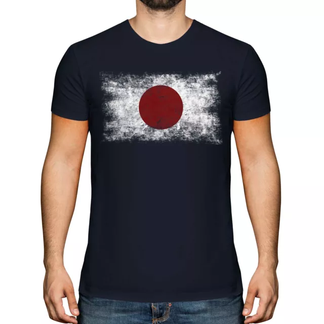 Japan Distressed Flag Mens T-Shirt Top Nihon Japanese Nippon Shirt Football