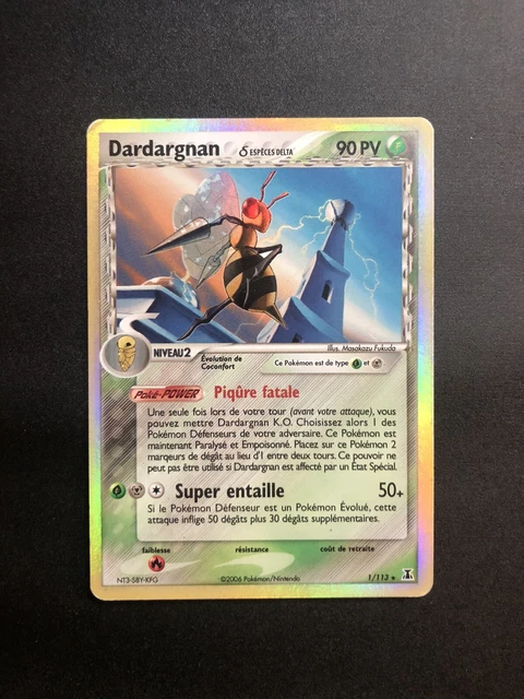 Carte Pokémon Dardargnan rare holo 1/113 - EX Espèces Delta - État classeur FR
