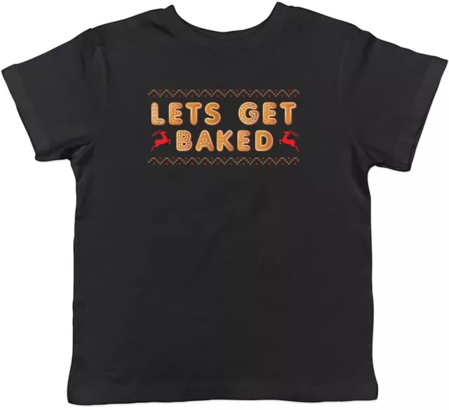 T-shirt Let's Get Baked Christmas bambini bambini ragazzi ragazze regalo