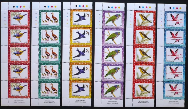 5 x Grenada 1998 Mi.Nr. 3808-13 ** MNH Weihnachten Vögel Birds