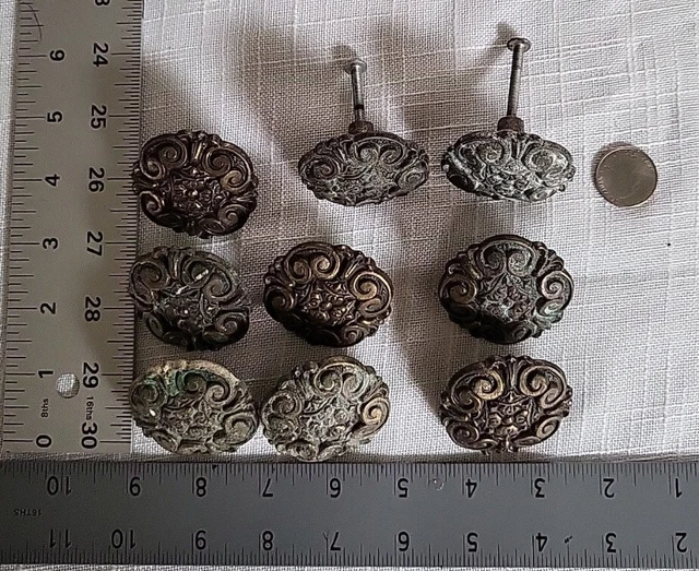 Antique Drawer Pulls Handles Cast Iron Cup Dresser Cabinet Rustic Knobs Lot of 9