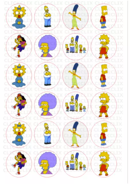 24x THE SIMPSONS Edible Fairy Cupcake Toppers Birthday Decorations Wafer Pre-cut