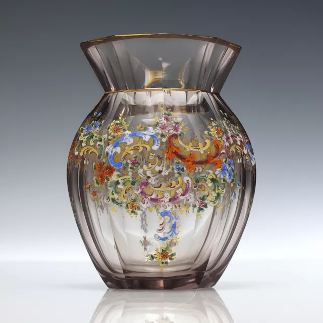 19th Century Moser Enamelled Glass Vase c1880 2