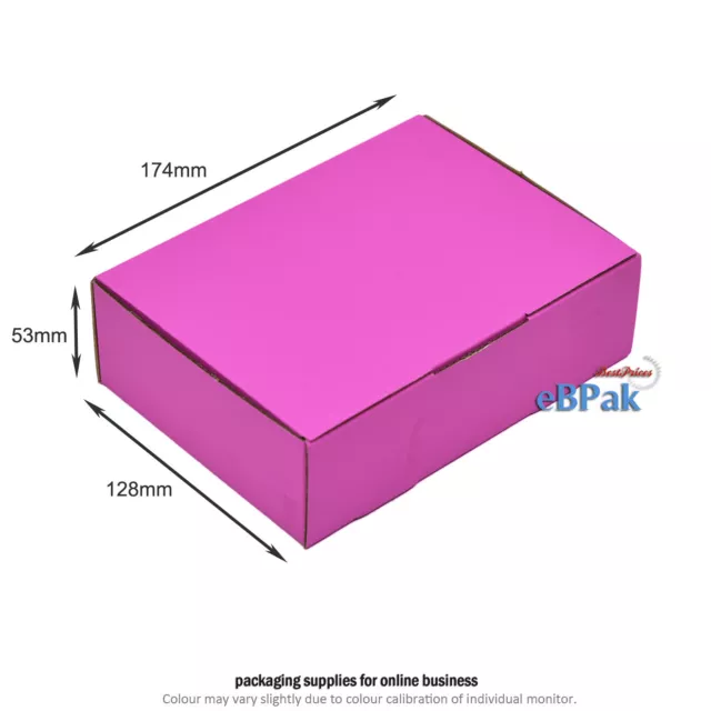 200x Mailing Box 174 x 128 x 53mm Diecut Hot Pink Shipping Carton B75