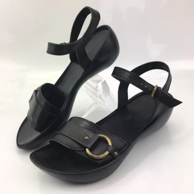 Robert Clergerie Women's Sz 8 Black Leather Sandals Strappy Buckle Casual France