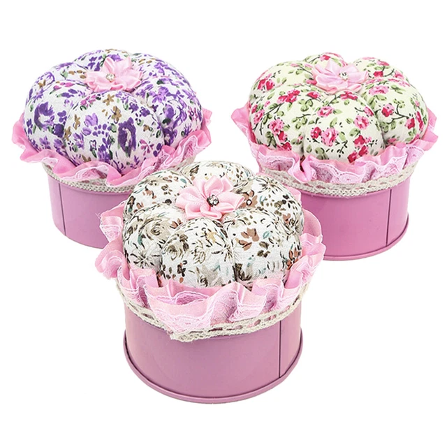 3 piezas Alfiler Cojín Tapa Pin Box Soporte para agujas de edredón Caja para bordar