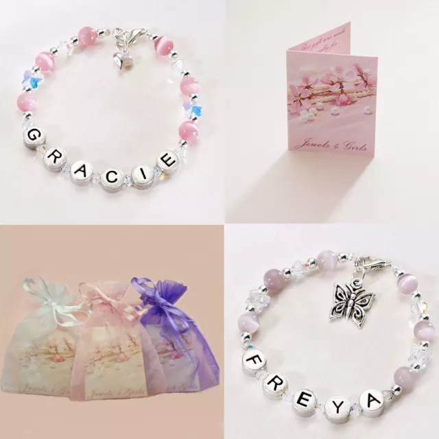 Personalised Jewellery for Children, Named Bracelets for Girls, Butterfly Theme