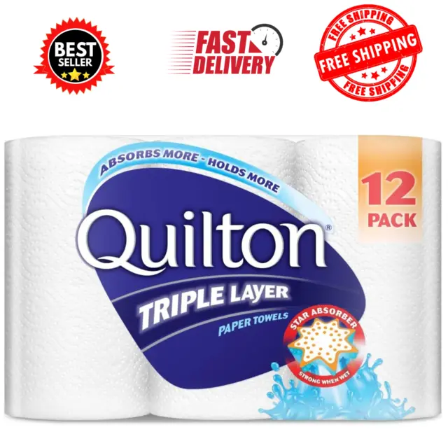 Quilton 3 Ply White Paper Towel (60 Sheets per Roll)(12 count) Free Shippiong AU