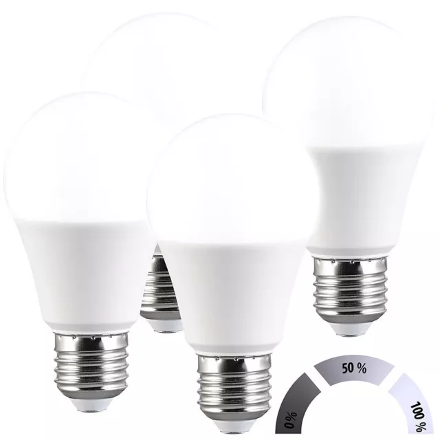 Luminea 4er-Set LED-Lampen mit 3 Helligkeits-Stufen, 14 W, 1.521 lm, 6500 K, F