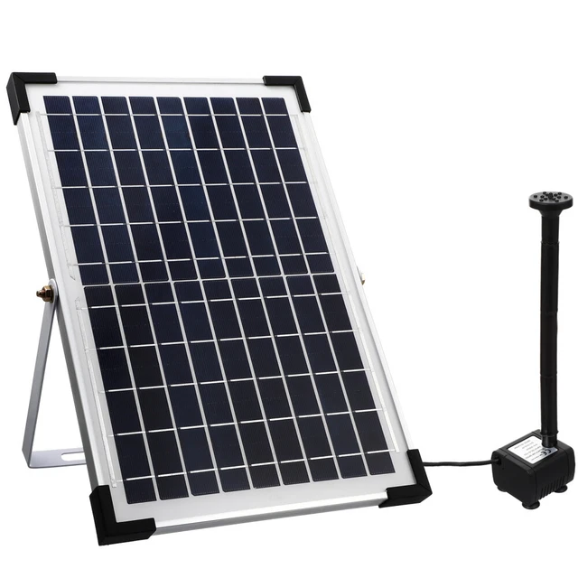 Pompe à Eau Solaire 25W 1100 L/h - Kit Fontaine Pour étang Ou Jardin Avec Panneau Solaire Et Tuyau De 2 M, Hauteur De Levage 5 M