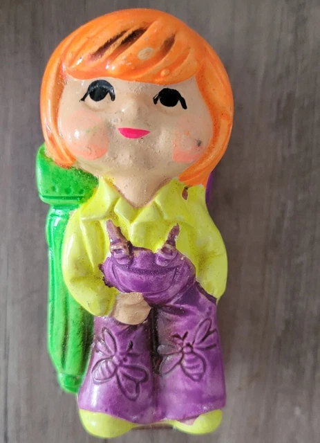 Vintage Neon Chalkware Japan 60s Retro Kitsch Stapler mod girl