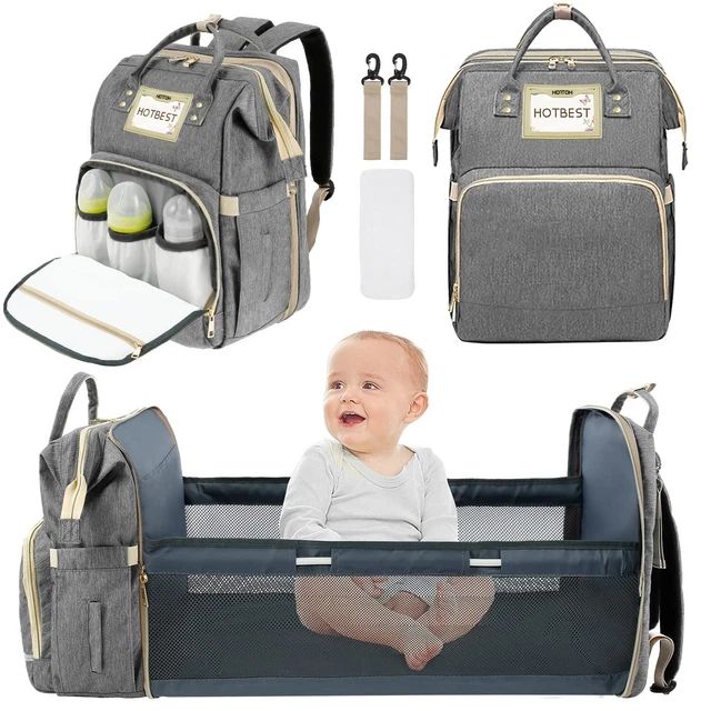 Baby Diaper Backpack Foldable Bassinet Travel  Mummy Bag Large & Stroller Strap