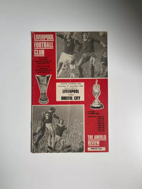 RARE LIVERPOOL v BRISTOL CITY FOOTBALL PROGRAMME