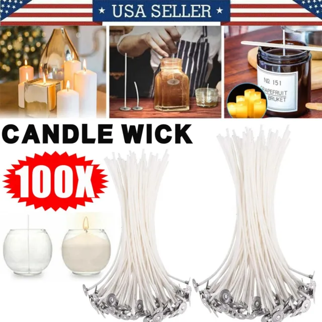 50/200 Candle Wicks 6 Inch Cotton Core Candle Making Supplies Pre Tabbed  DIY US