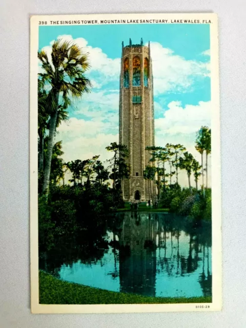 Vintage Postcard The Singing Tower Mountain Lake Sanctuary Lake Wales FL Florida