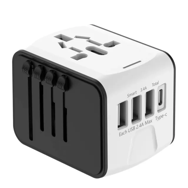 Universal Travel Adapter Worldwid Charge With 3USB Multi plug Type C UK EU AU US