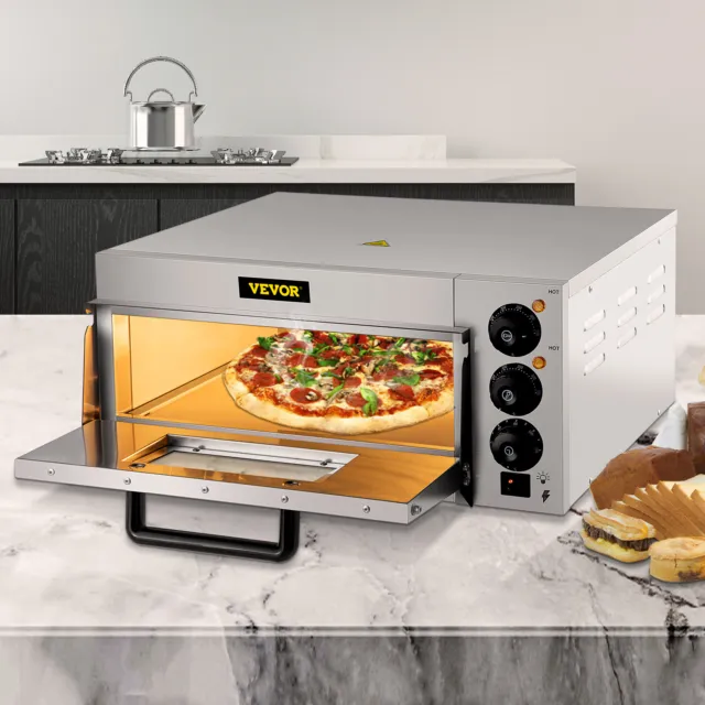 VEVOR Pizzaofen Flammkuchen Oven Mini Brotbackofen 360mm Gastro Steinbackofen