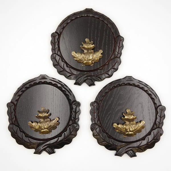3 Pieza Keilerschilder Tallado Oscuro Af 16 CM Con 3 X Hoja de Roble